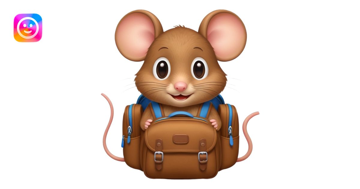 Mouse with a backpack pixar style emoji | AI Emoji Generator