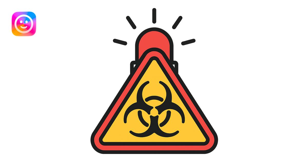 biohazard warning sign, red flashing effect, high alert, color outline ...