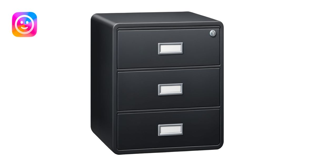 black filing cabinet archive emoji | AI Emoji Generator