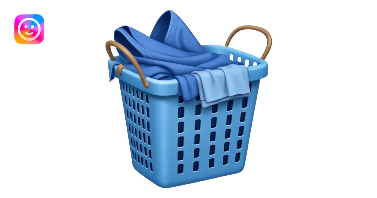 LAUNDRY white BASKET WITH FOLDED blue CLOTHES emoji | AI Emoji Generator