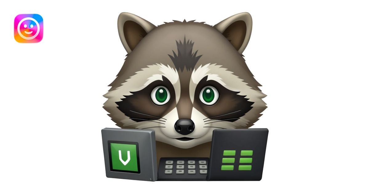 Raccoon face with black computer terminal window in background. The ...