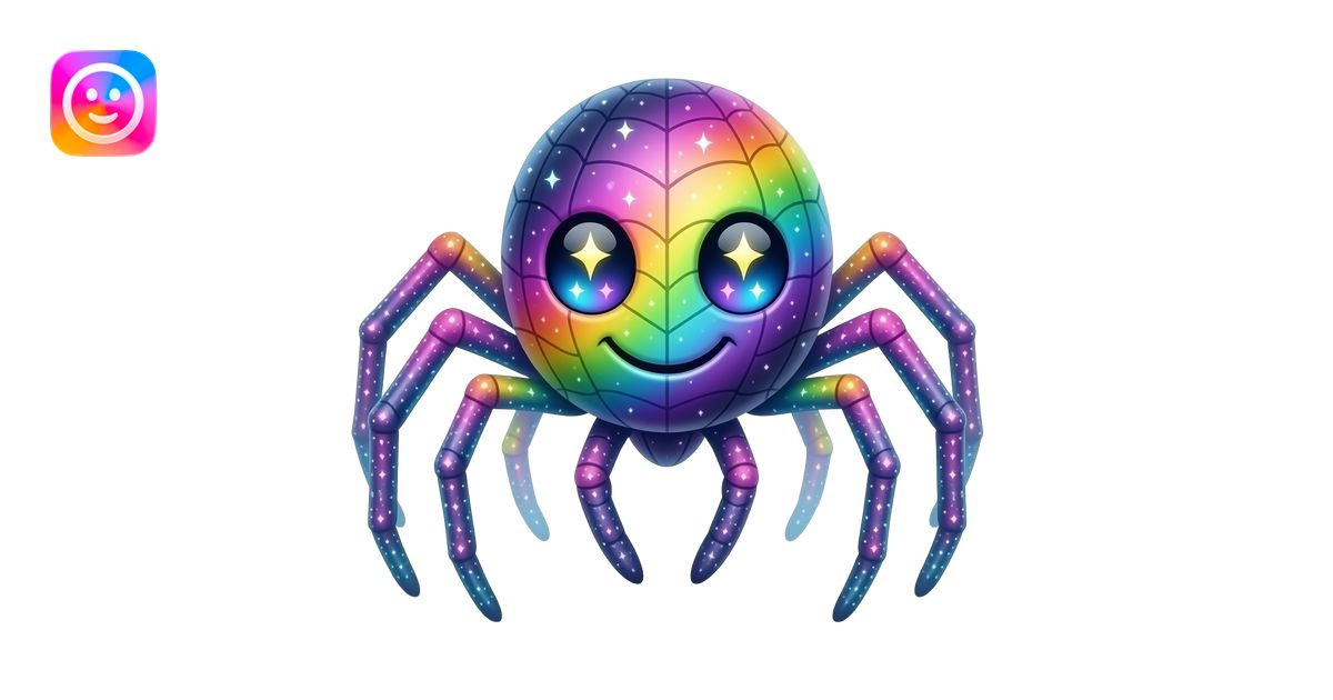A spider-shaped mascot woven completely out of colorful northern lights ...