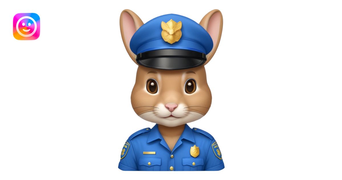 Rabbit police, blue uniform including helmet of uniform emoji | AI ...