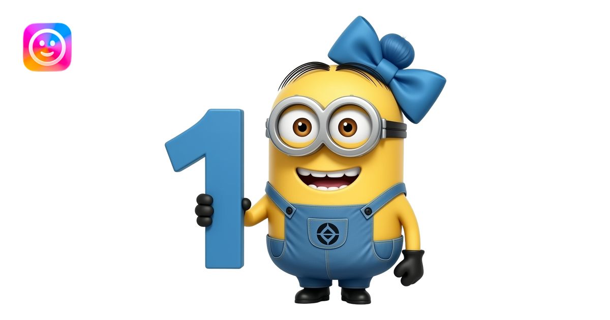 Minion with blue outfit and space buns blue hair And a big blue bow ...