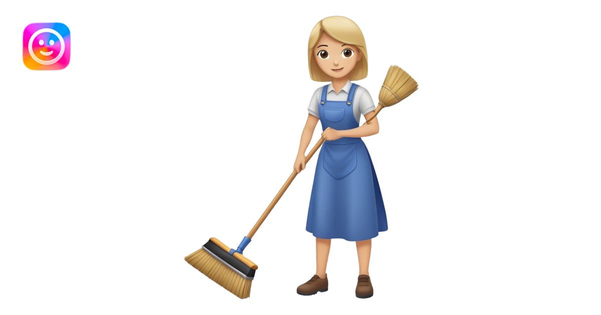 person sweeping the floor with a broom, cheerful and tidy emoji | AI ...