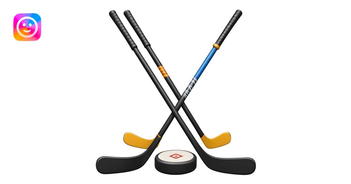 two hockey sticks crossing and a puck like the original apple hockey ...