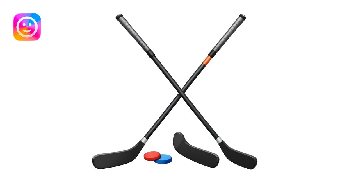 two hockey sticks crossing and a puck like the original apple hockey ...