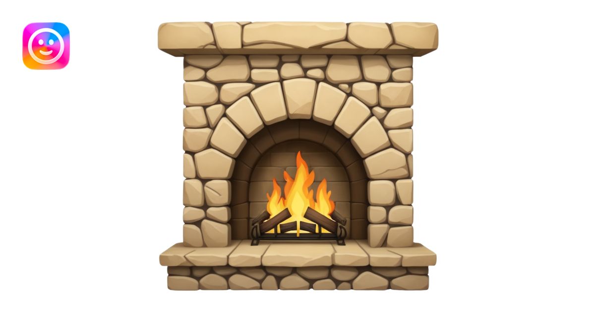 Rustic Stone Fireplace emoji | AI Emoji Generator