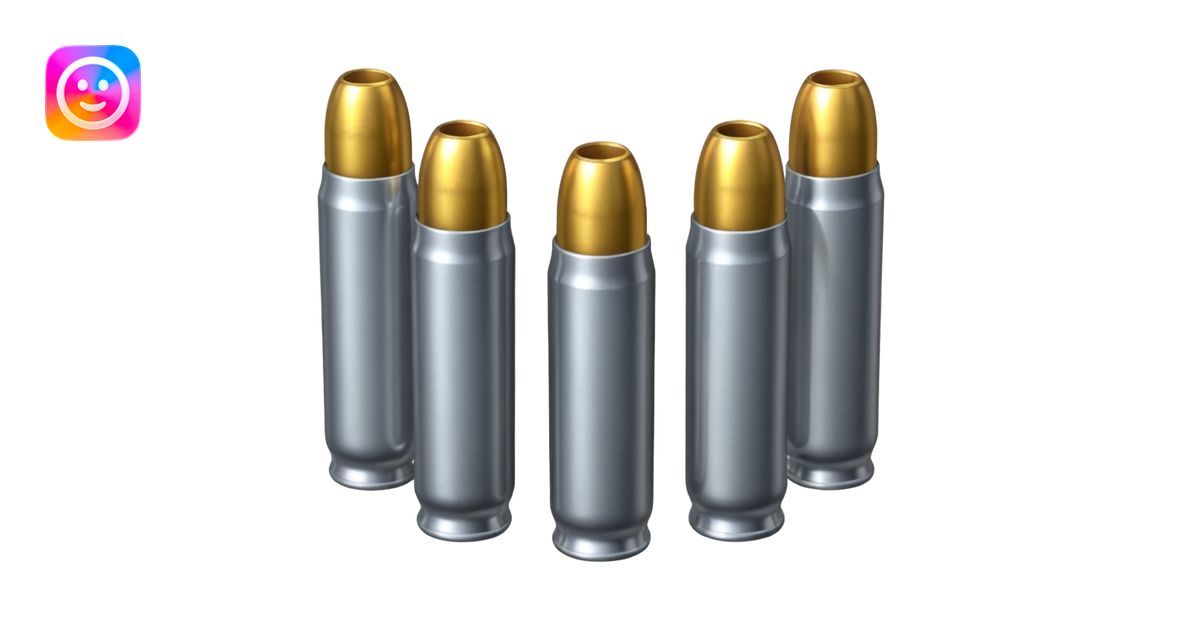 five gun bullets. four of them of one color and the fifth one of ...