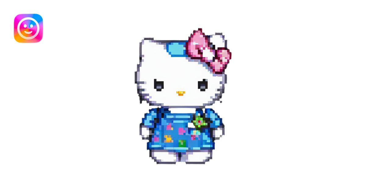 Hello Kitty, pixel art style, retro video game look emoji | AI Emoji ...