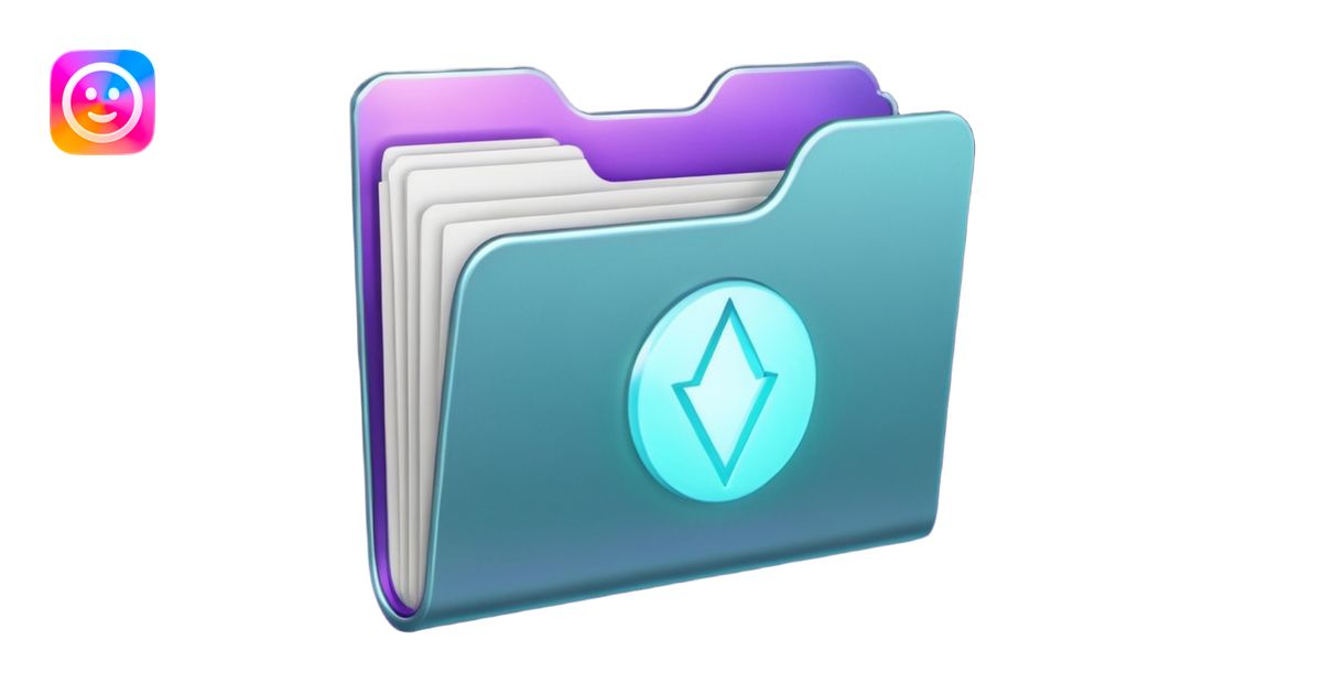 A minimalist glowing folder icon floating on a soft beige background ...