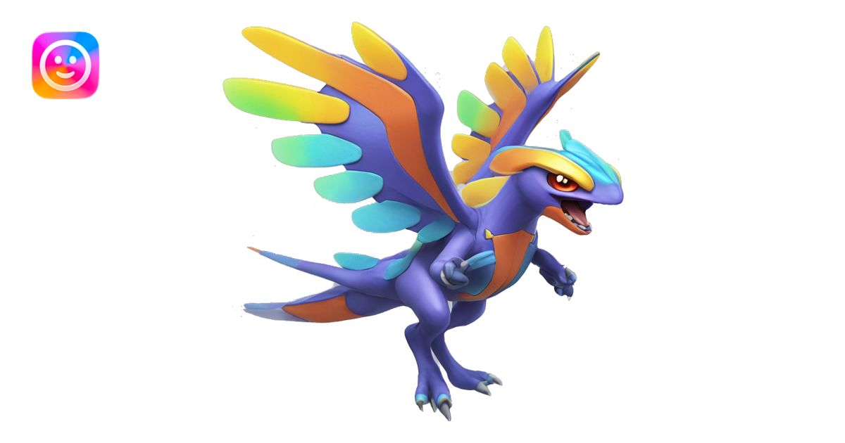 Colorful Neon Colors Vibrant Colors Flying Futuristic Fakémon-Pokémon ...