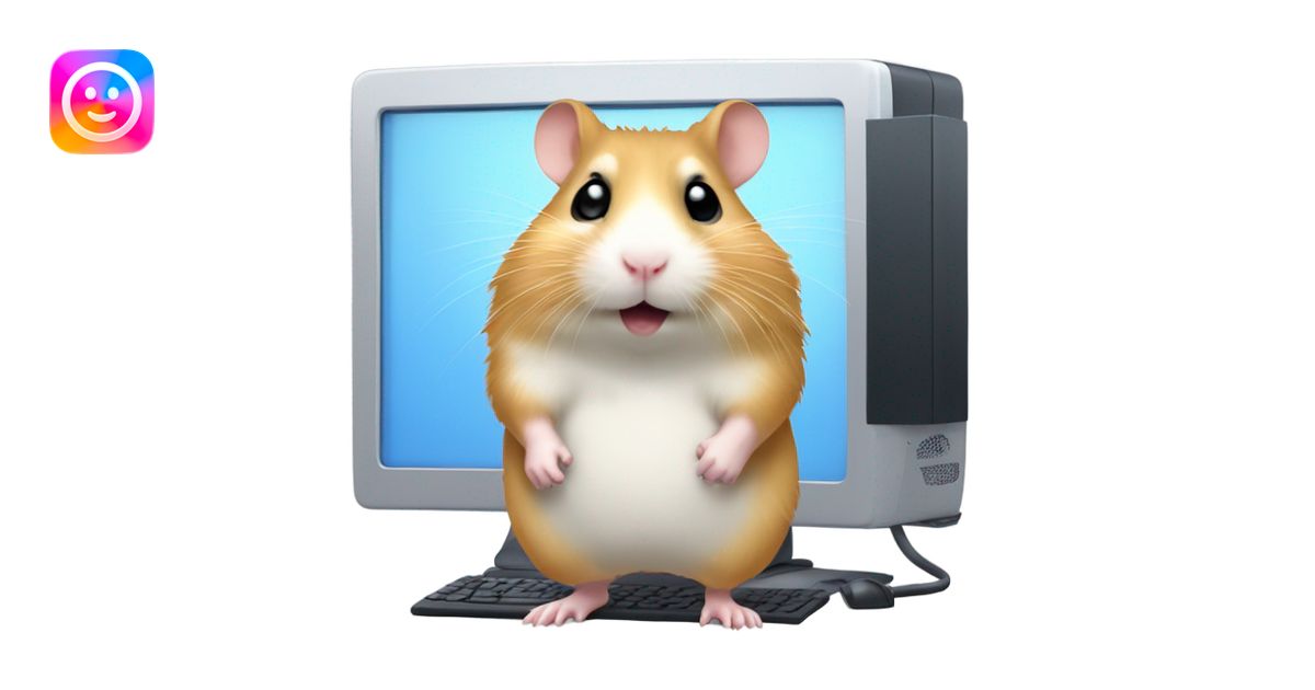 a computer screen showing files with a cute hamster standing by emoji ...