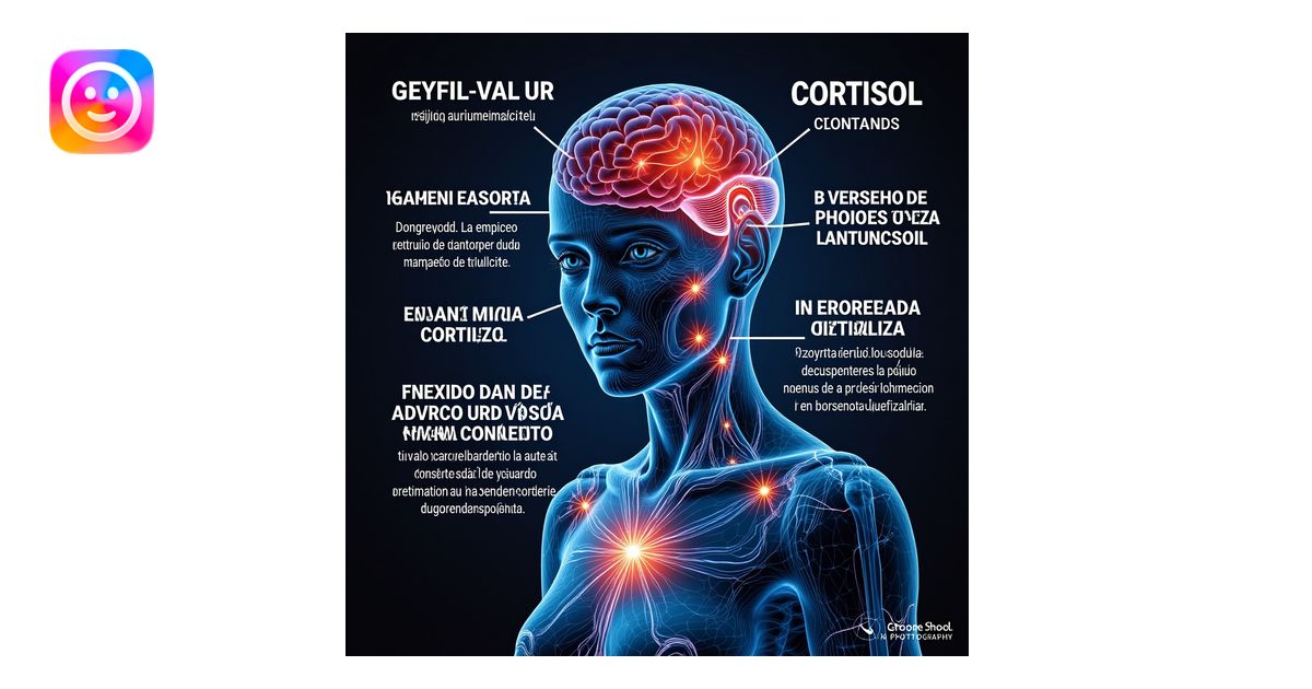 Realistic 3D medical image of a woman showing cortisol effects ...