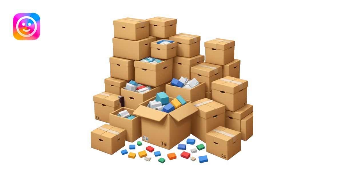 Generate a realistic emoji-style of a overfilled storage room where the ...