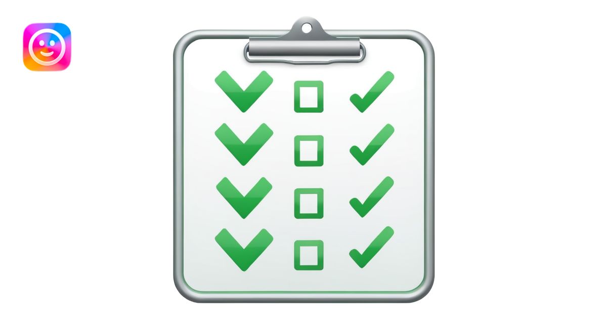 checklist with green check marks emoji | AI Emoji Generator