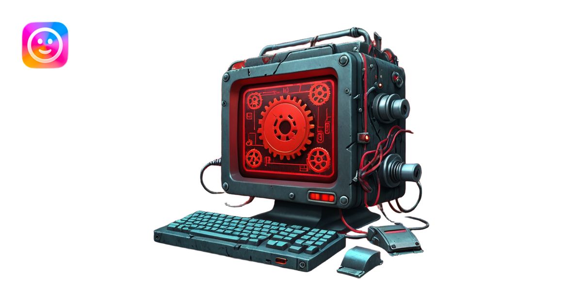 Old cyberpunk computer filled with junk drives and corrupted code ...