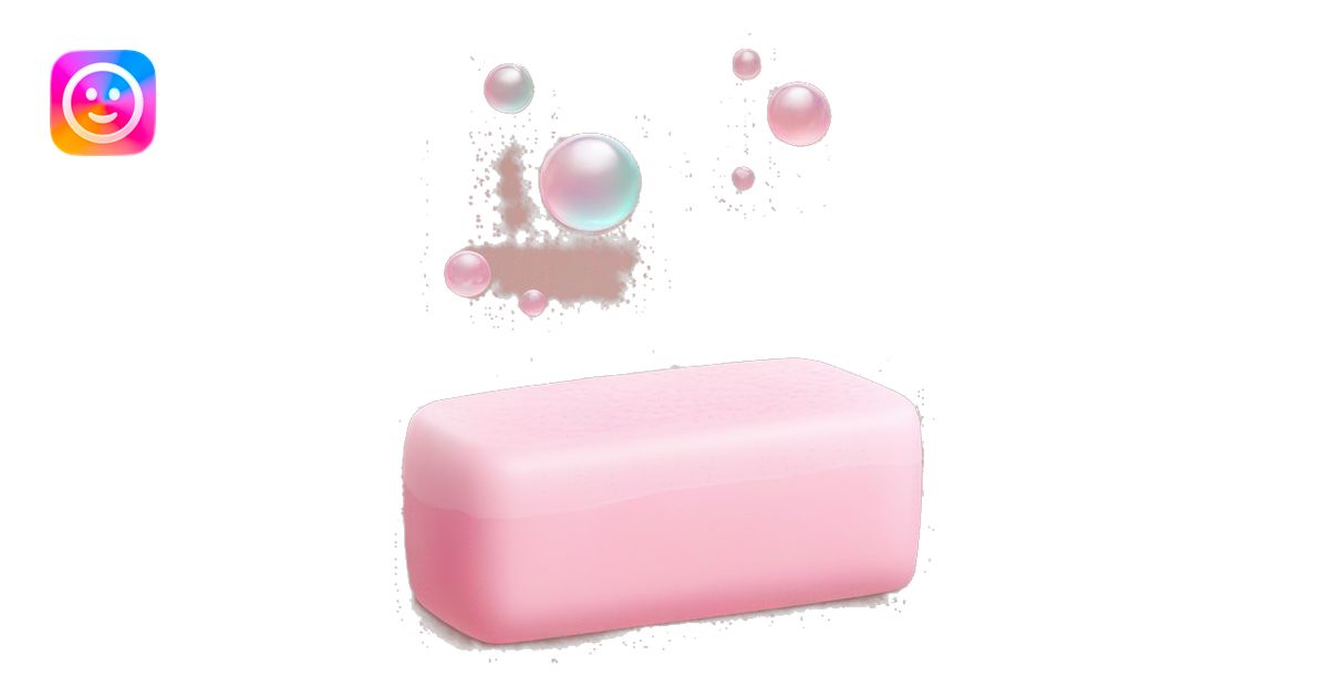 Light pink soap bar sitting on a soap holder, with soap bubbles emoji ...