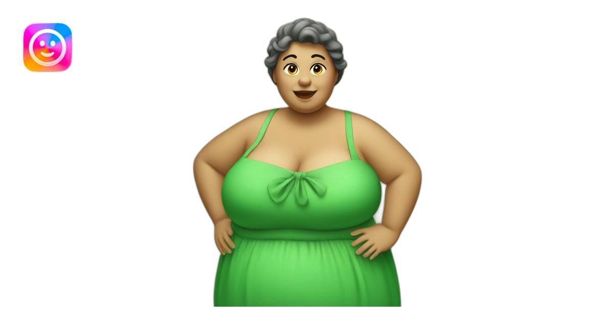 Fat lady with green dress emoji | AI Emoji Generator
