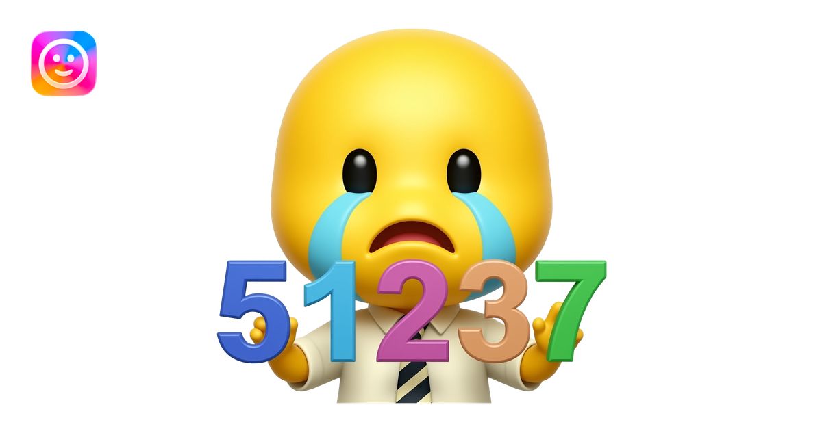 crying yellow emoji holding 6 and 7 numbers emoji | AI Emoji Generator