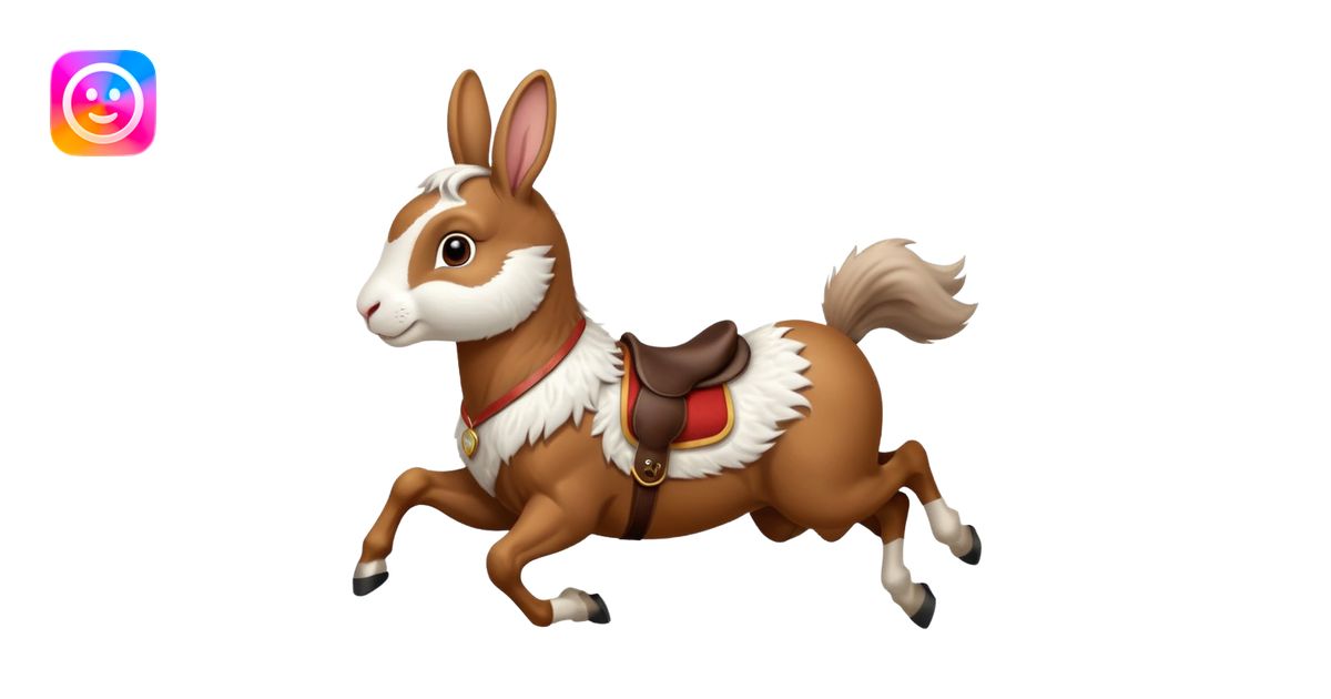 Exciting rabbit galloping on horse emoji | AI Emoji Generator