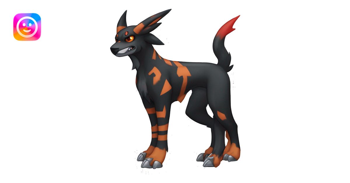 Cool Edgy Houndoom-Litten Fakémon Digimon with Edgy markings, full body ...