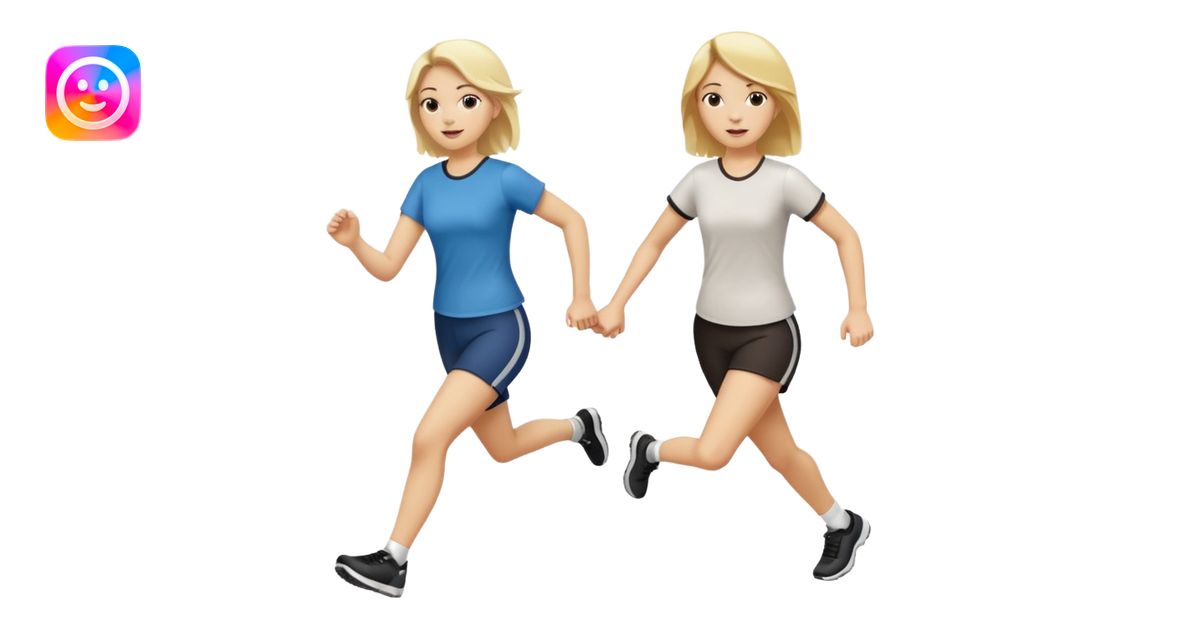 2 white women running holding hands one blonde one dark haired same ...