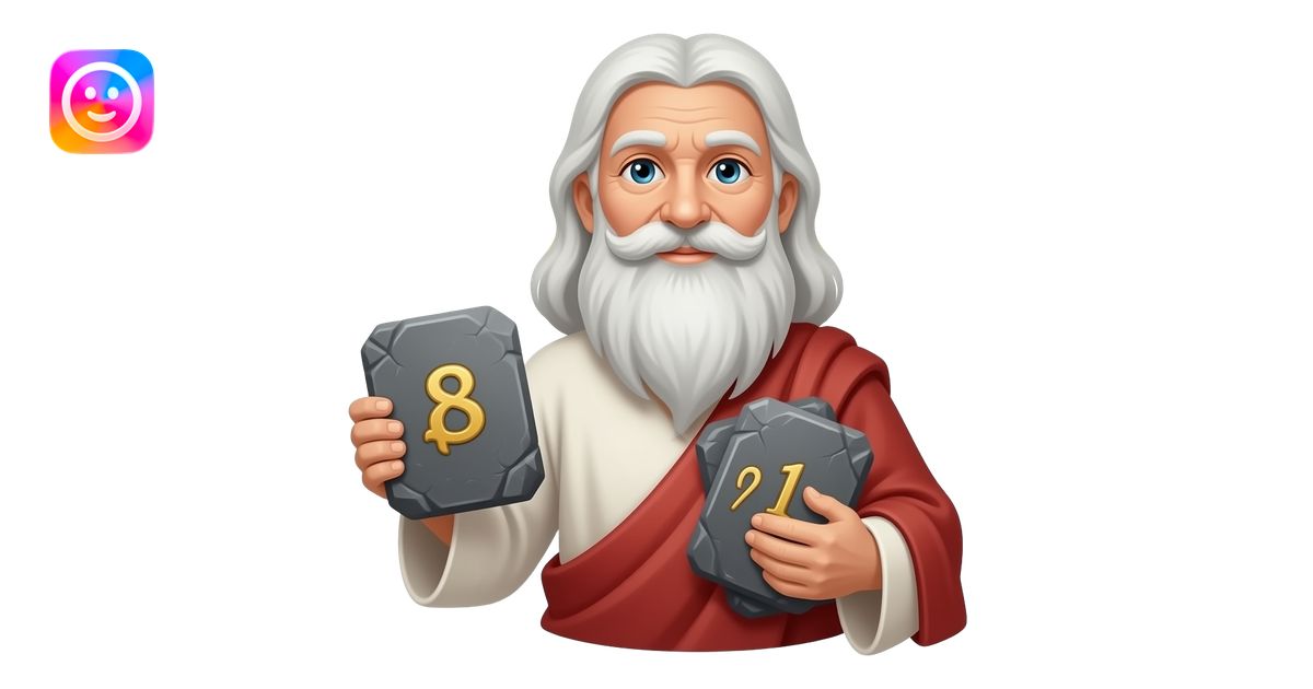 Moses as a wise old man holding the Ten Commandments stone tablets ...