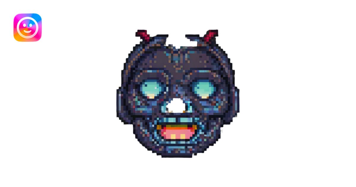 freaky face, pixelated, retro pixel art style illustration | AI Emoji ...