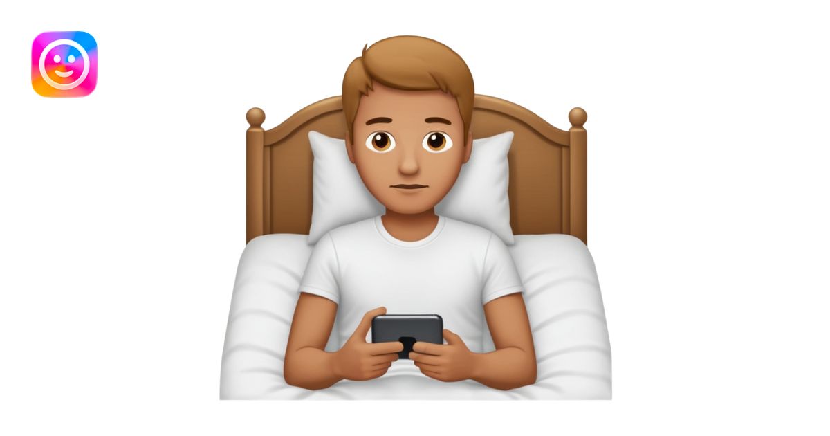 Man emoji lying in bed looking at his phone emoji | AI Emoji Generator