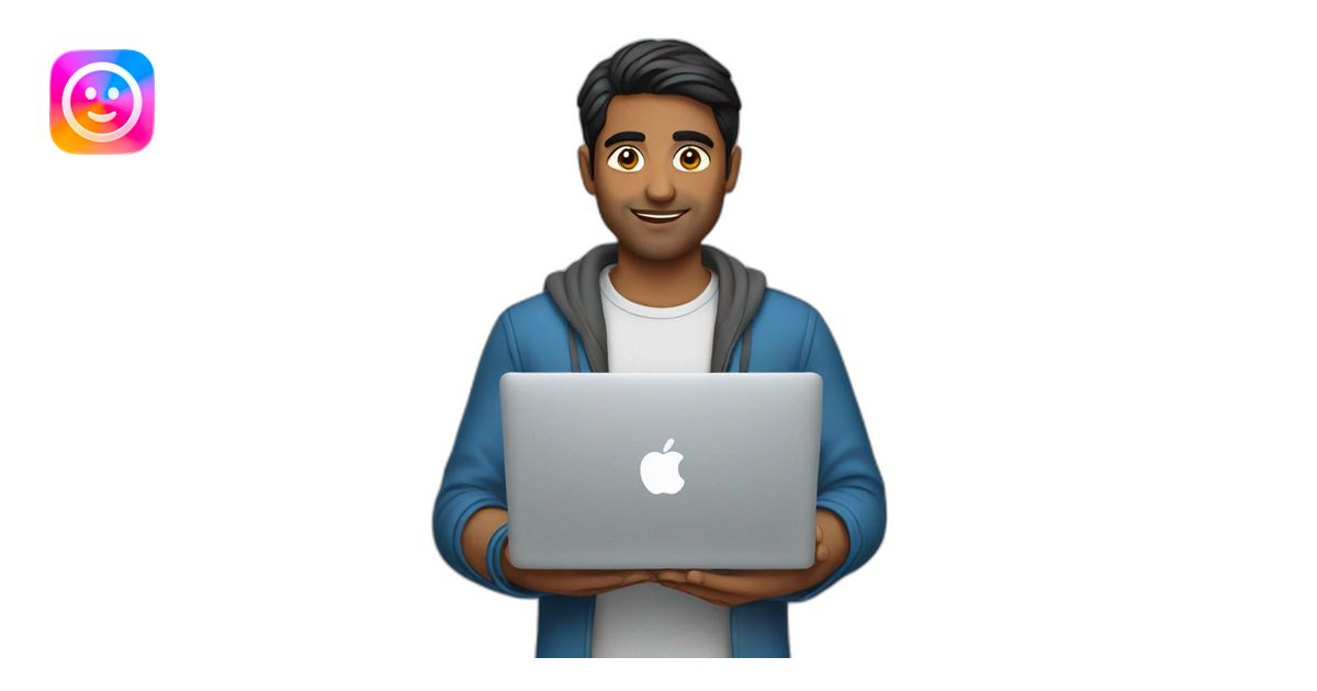Indian guy using macbook laptop emoji | AI Emoji Generator
