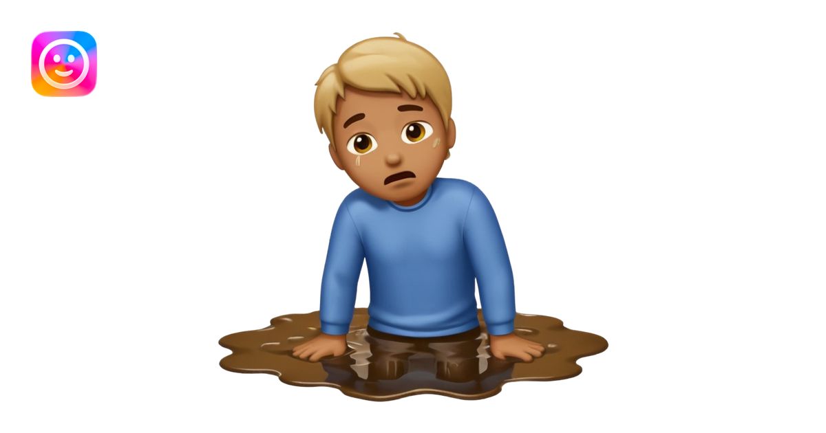 apple style emoji of a man who has fallen face down into a puddle ...
