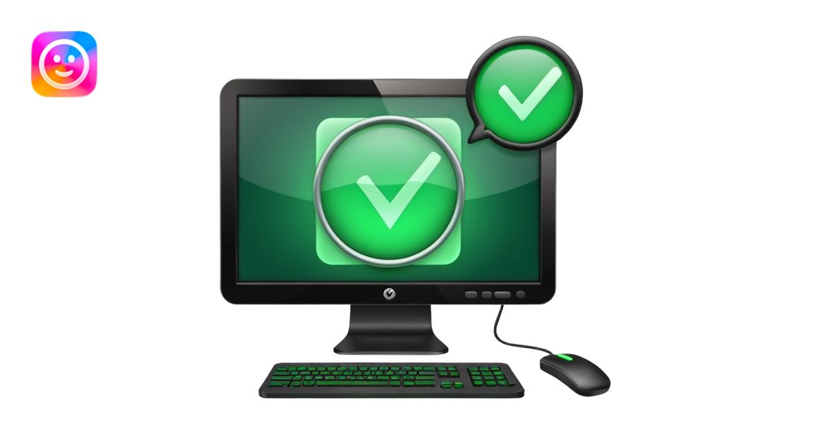 computer monitor showing a test check mark emoji | AI Emoji Generator