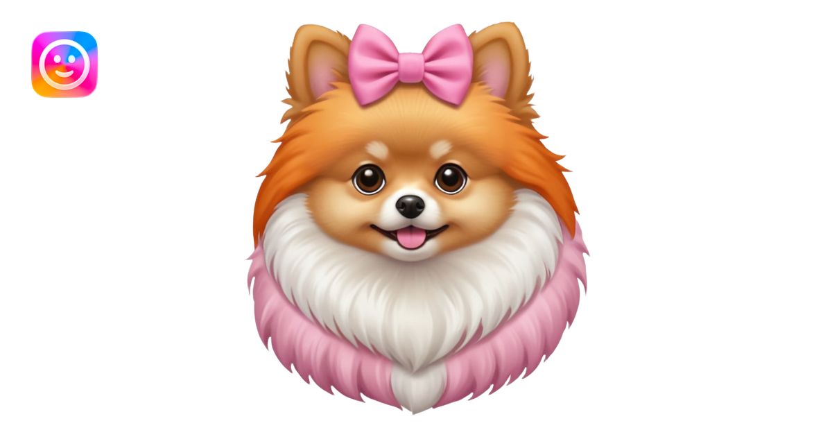 pomeranea con moño rosa emoji | AI Emoji Generator