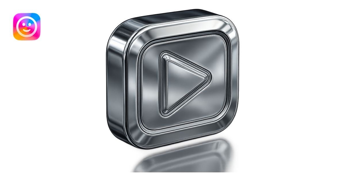 stylized chrome play button with glowing edges and futuristic look ...