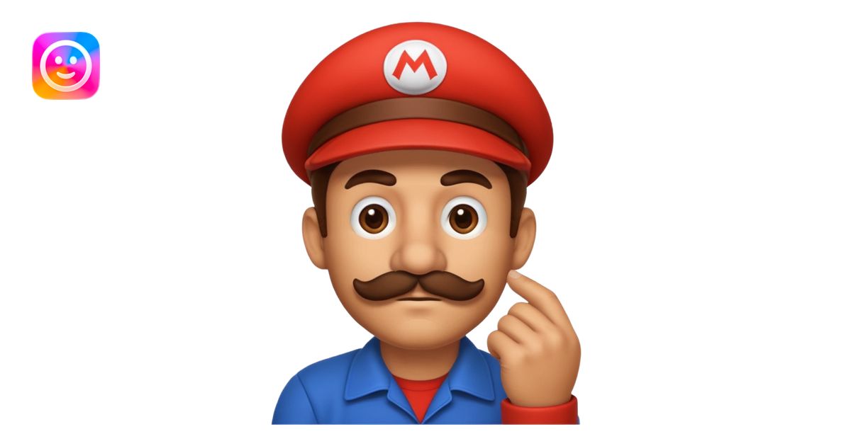 only mario's head thinking with his hand on his chin emoji | AI Emoji ...
