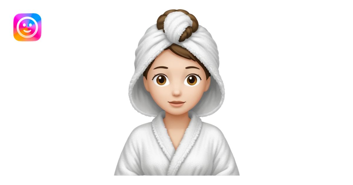 Women wearing shower robe an their hair with towel on head emoji | AI ...