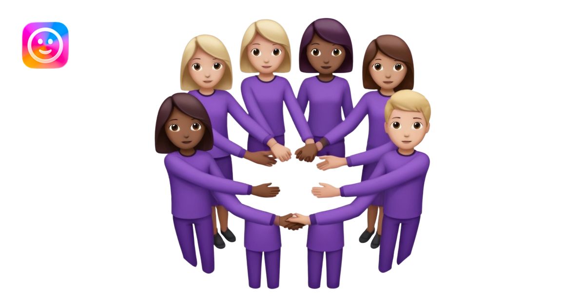 purple group without eyes and nose holding handsin circle emoji | AI ...