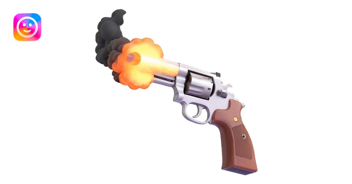 A realistic handgun firing a bullet, with muzzle flash and smoke coming ...