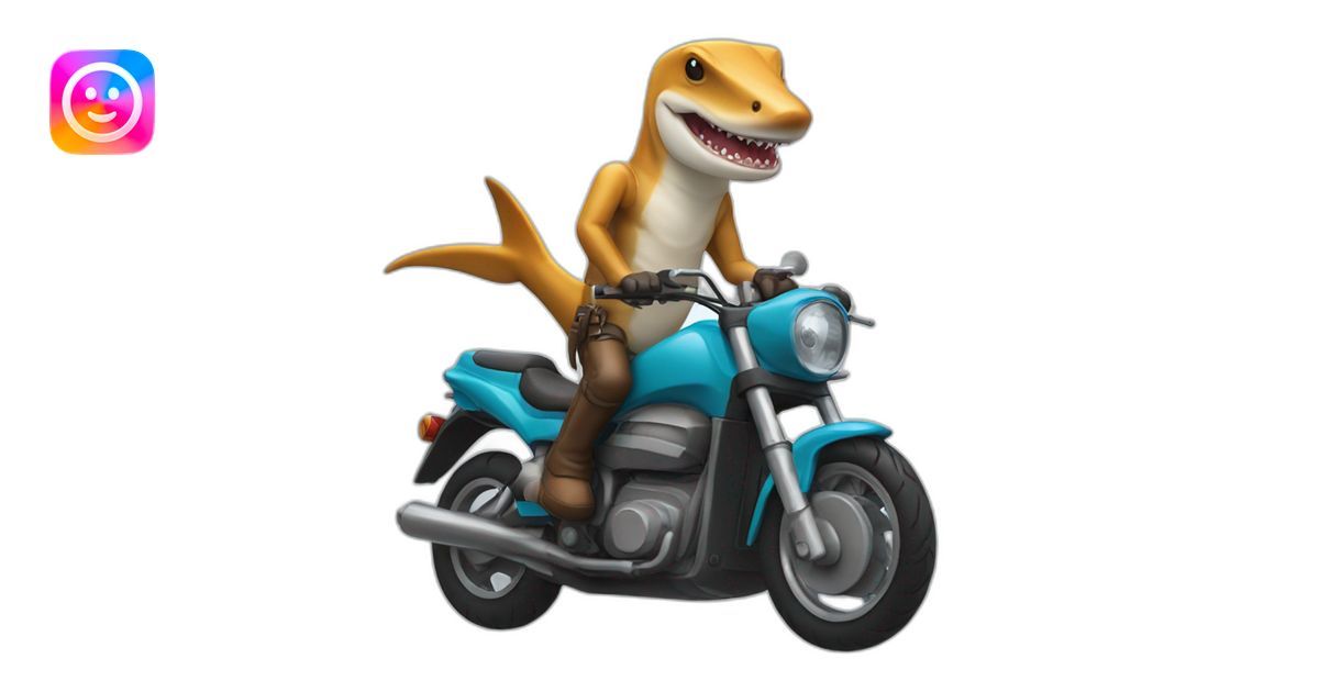 Hammerhead shark riding a motorcycle emoji | AI Emoji Generator