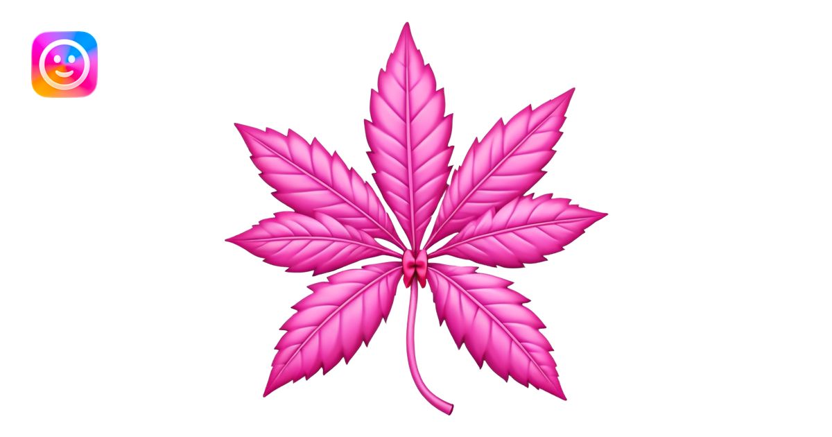 Pink marijuana leaf with pink bow emoji | AI Emoji Generator