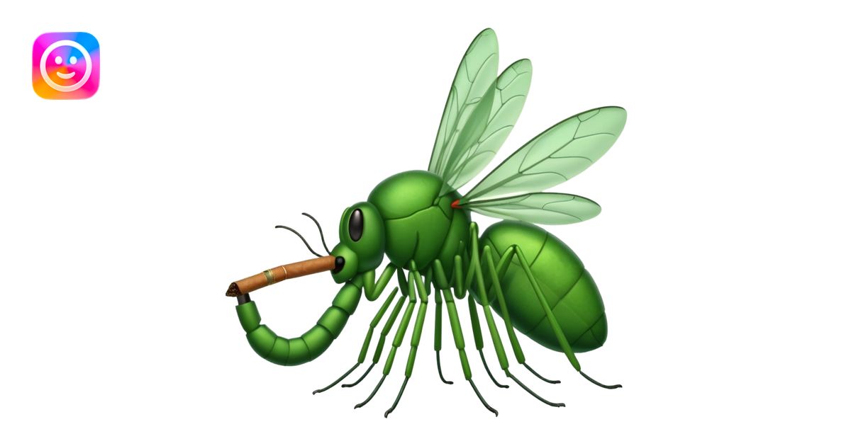 mosquito verde fumando un cigarro emoji | AI Emoji Generator