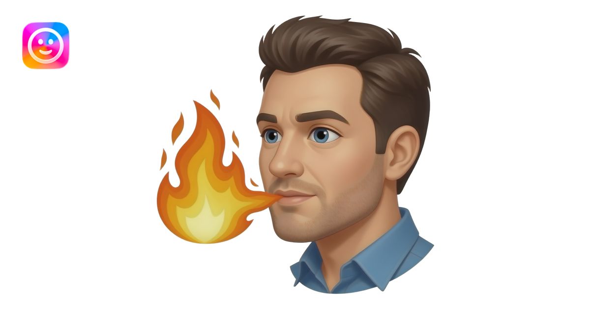 a man breathing fire emoji | AI Emoji Generator