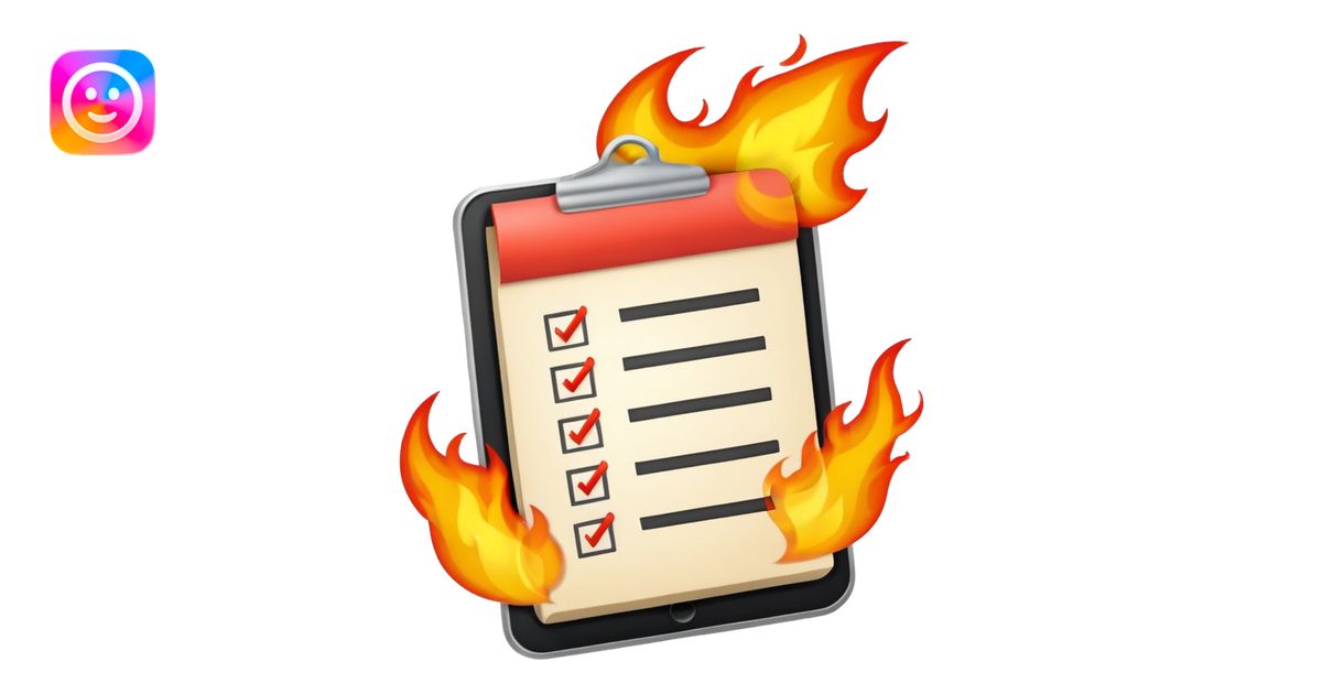 A To-do list on fire. Representing fast completion. emoji | AI Emoji ...