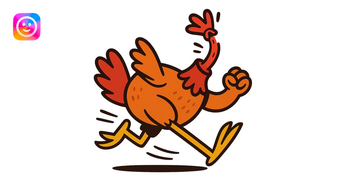 headless chicken running, cartoon style, exaggerated motion emoji | AI ...