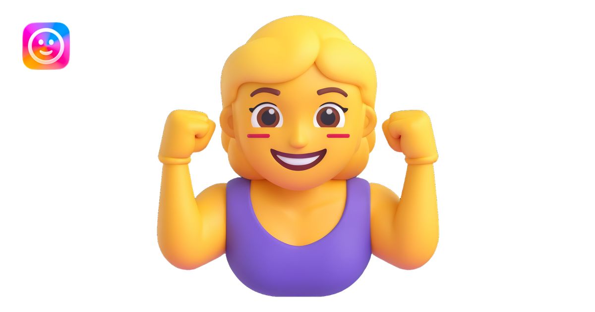 motivational emoji working hard, flexing arm, confident smile, action ...