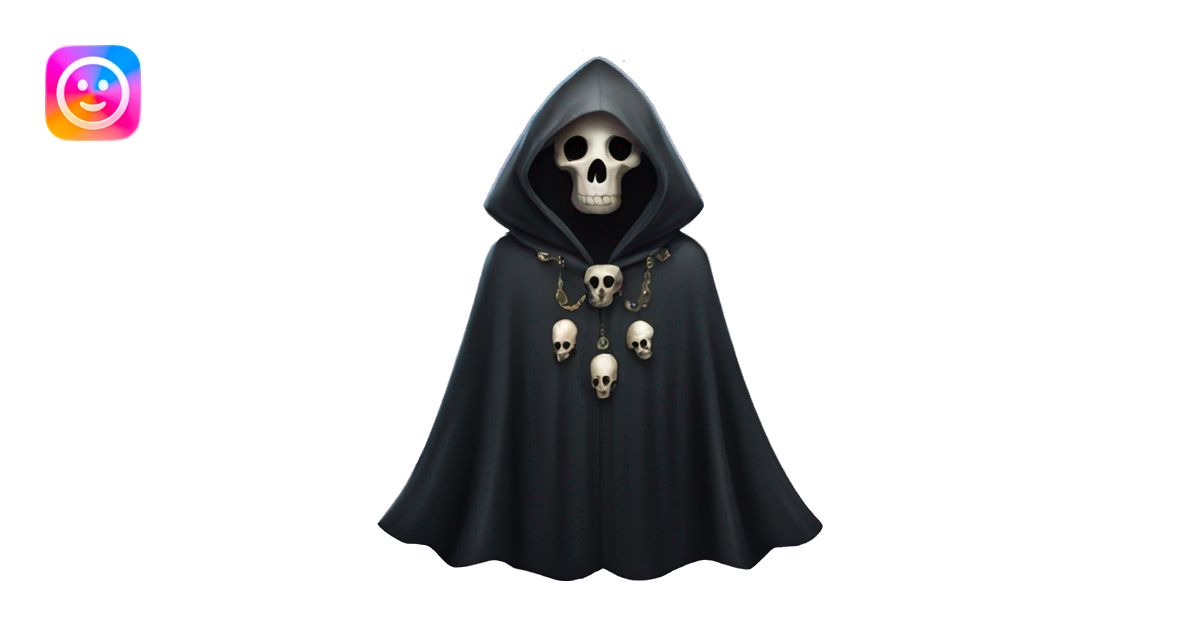 empty black crystal magical robes covered with bird skulls emoji | AI ...