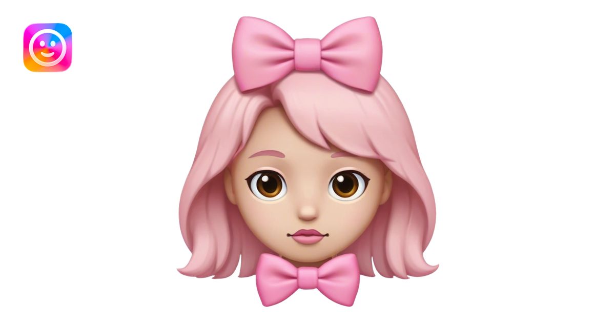 Leon con moño rosa emoji | AI Emoji Generator
