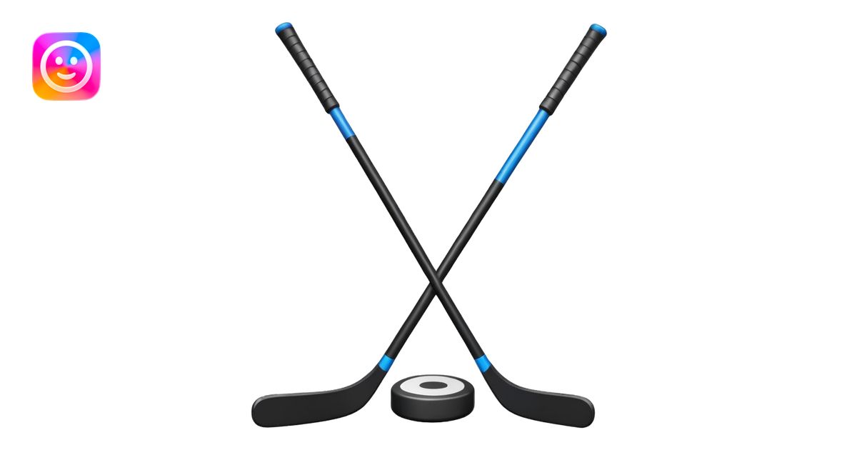 two hockey sticks crossing and a puck like the original apple hockey ...