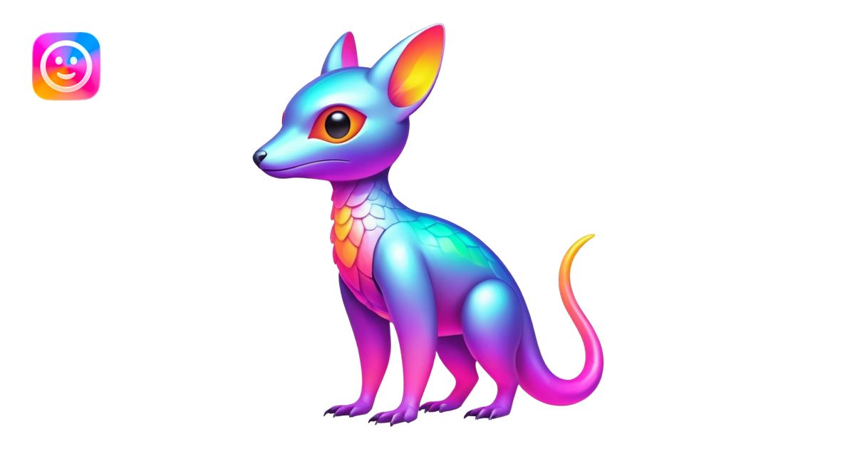 futuristic lush warm-colored neon-colored Fakémon-Trico-creature (full ...